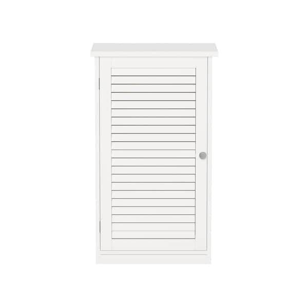 Lavish Home Wall-Mounted Bathroom Organizer with Shutter Doors and Towel Bar, White