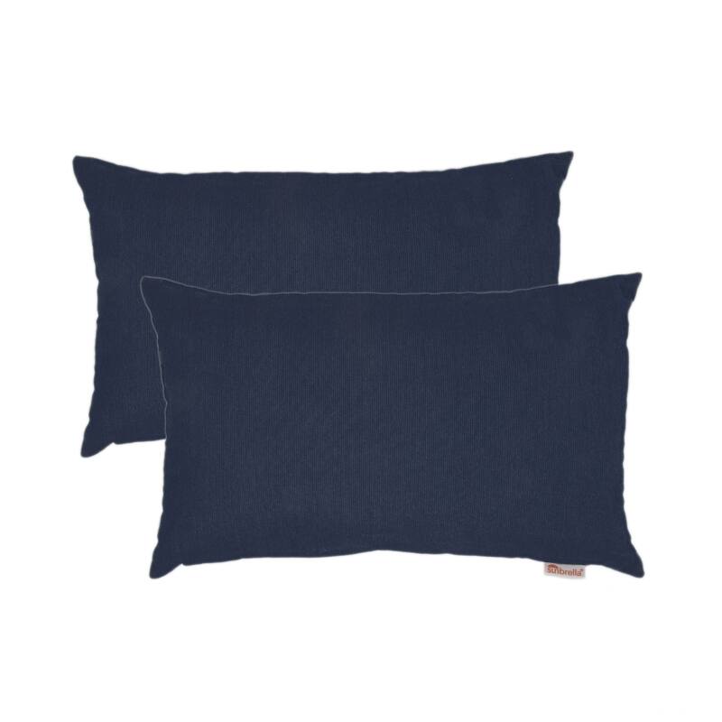 Austin Horn Classics Sunbrella® Spectrum Indigo Boudoir Outdoor Pillow 2-pack - 13" x 20" - 13" x 20" - Indigo