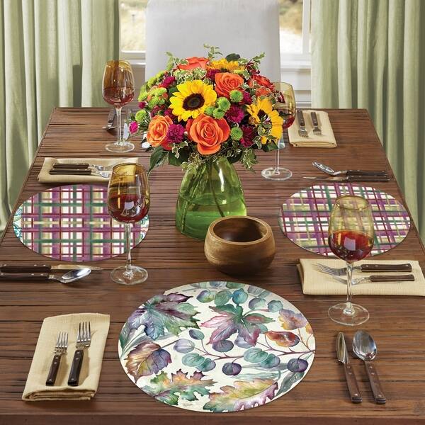 Round Reversible Wipeclean Placemats Set of 4 Autumn Jewel Bed