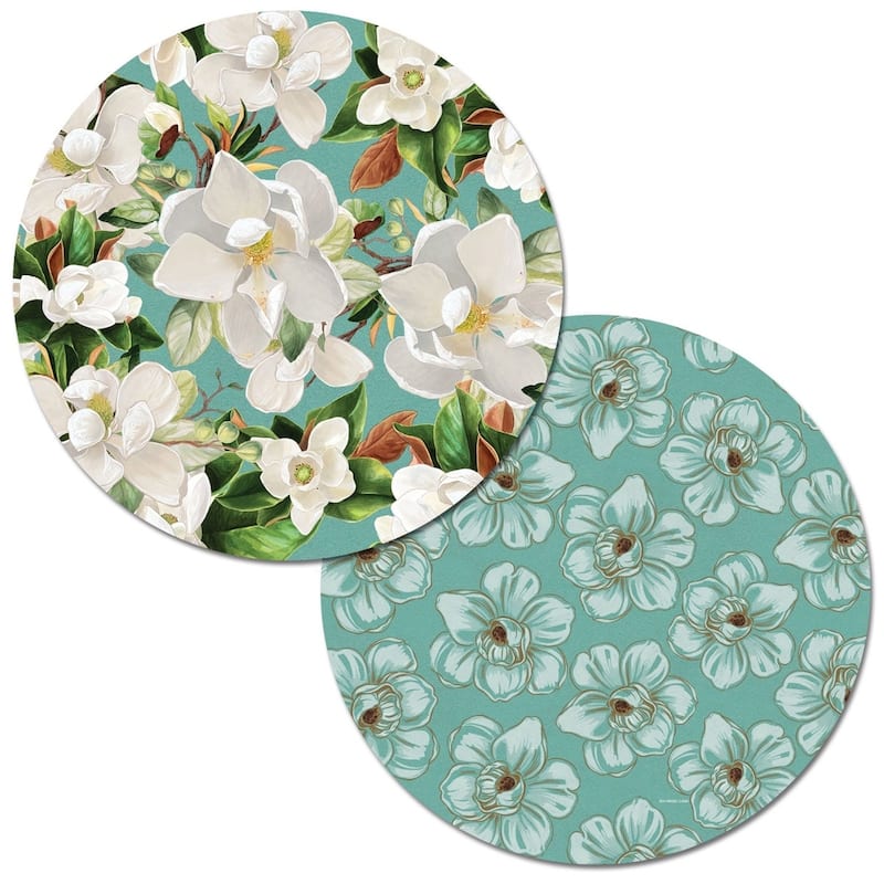 Round Reversible Wipe-clean Placemats Set of 4 - Sweet Magnolia