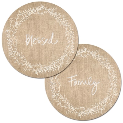 Round Reversible Wipe-clean Placemats Set of 4 - Family Blessed