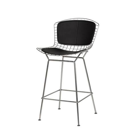 Bel Air Style Stainless Steel Counter Stool Black Seat Pad