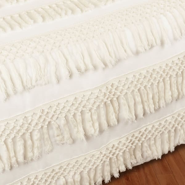 Shop Sweet Jojo Designs Ivory Boho Macrame Fringe 2pc Twin Size