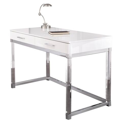 Arlo Modern Chrome and White Laminate Desk by Greyson Living