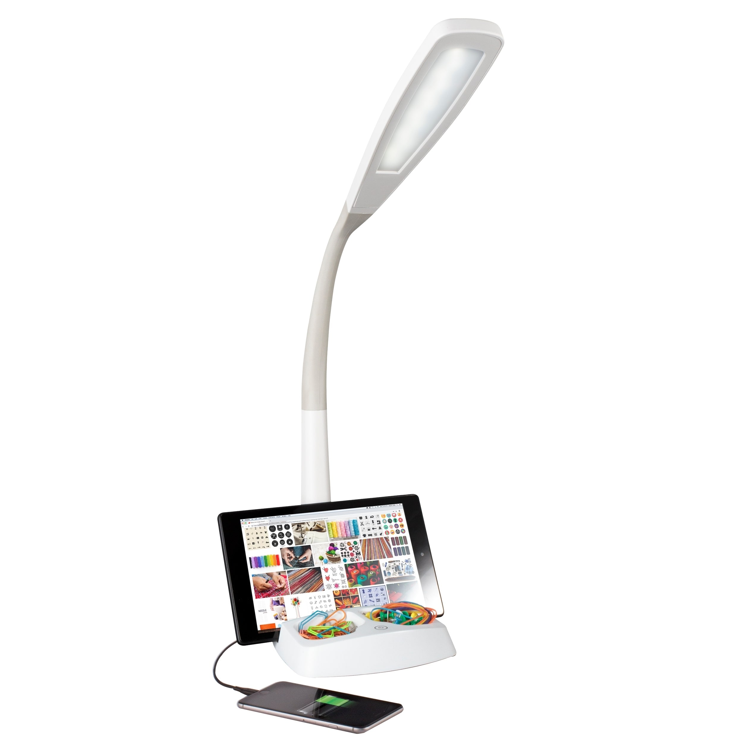 OttLite - Wellness Series LED Desk Lamp with Charging Station - White