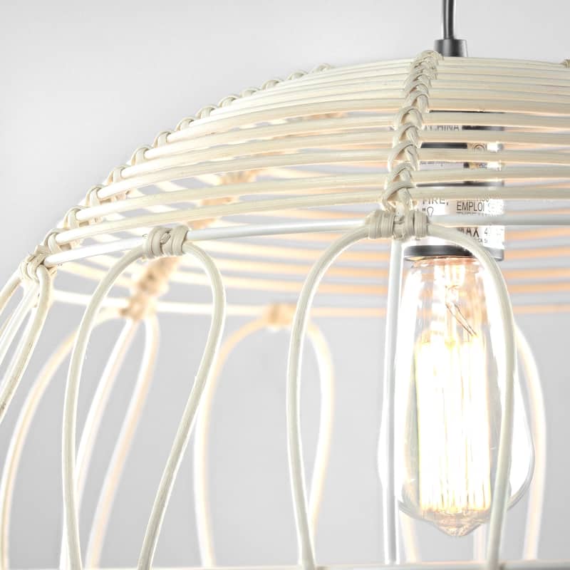 Wicker Globe Style Hanging Pendant Lamp (16")