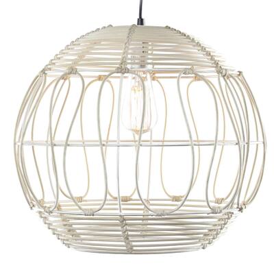 Wicker Globe Style Hanging Pendant Lamp (16")