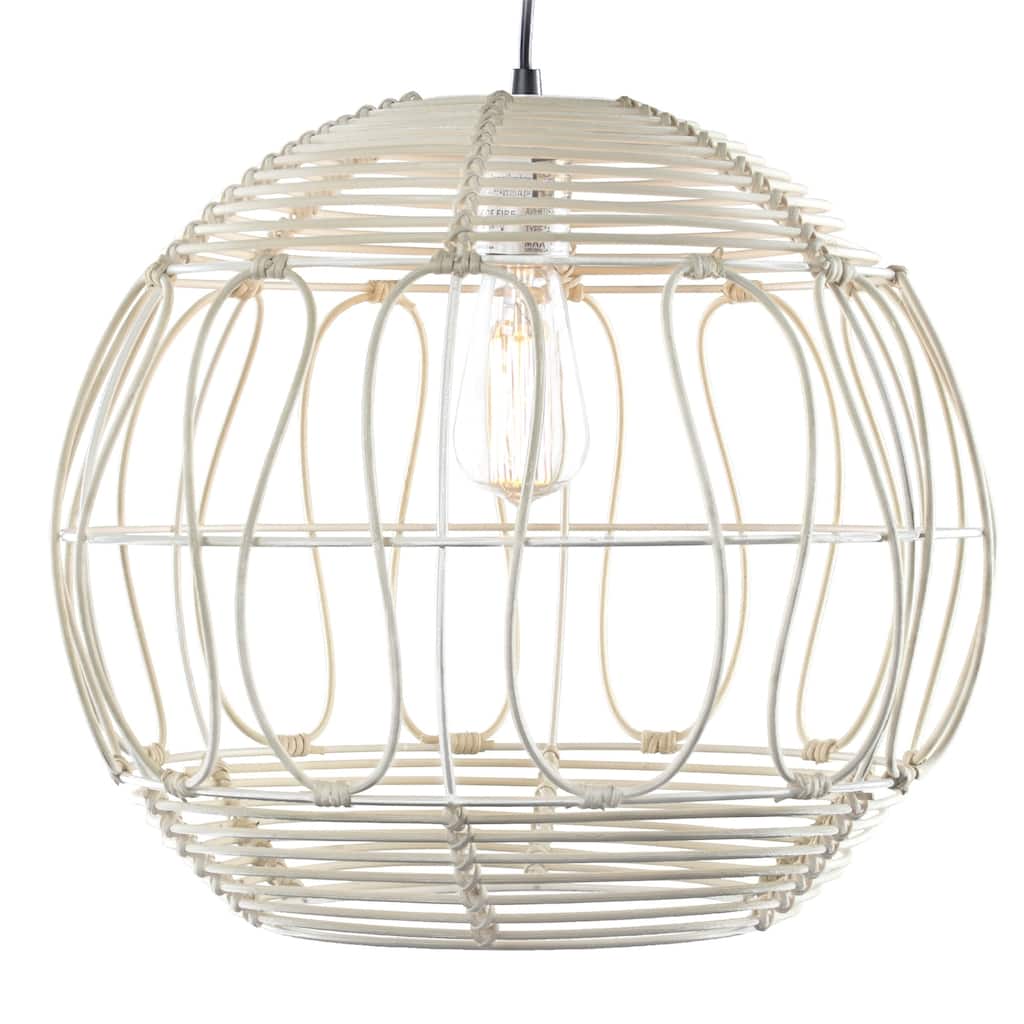 Wicker Globe Style Hanging Pendant Lamp (16")
