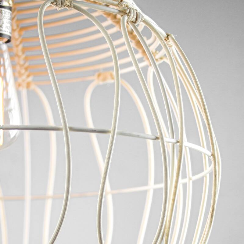 Wicker Globe Style Hanging Pendant Lamp (16")