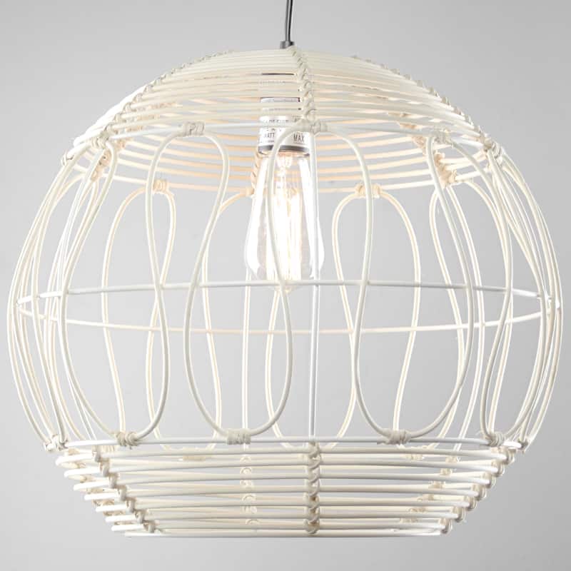 Wicker Globe Style Hanging Pendant Lamp (16")
