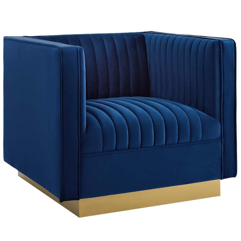 Sanguine Vertical Tufted Performance Velvet Sofa & Armchair Set