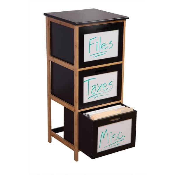 Shop Solid Bamboo Frame 3 Drawer Storage Cabinet With Dry Erase