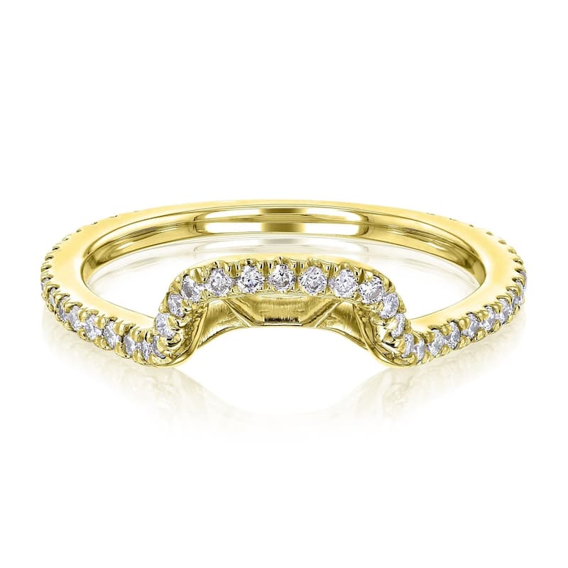 Annello by Kobelli 1/4ct TDW Diamond Curved Basket Shadow Wedding Band in 14k Gold ( Series) - 7.5 - Yellow