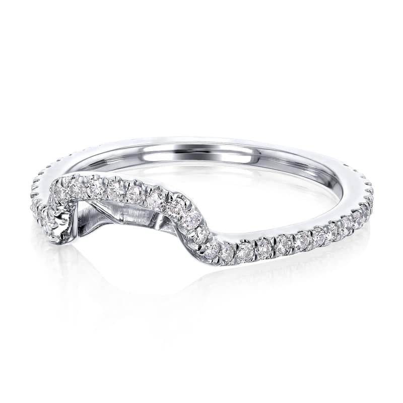 Annello by Kobelli 1/4ct TDW Diamond Curved Basket Shadow Wedding Band in 14k Gold ( Series)