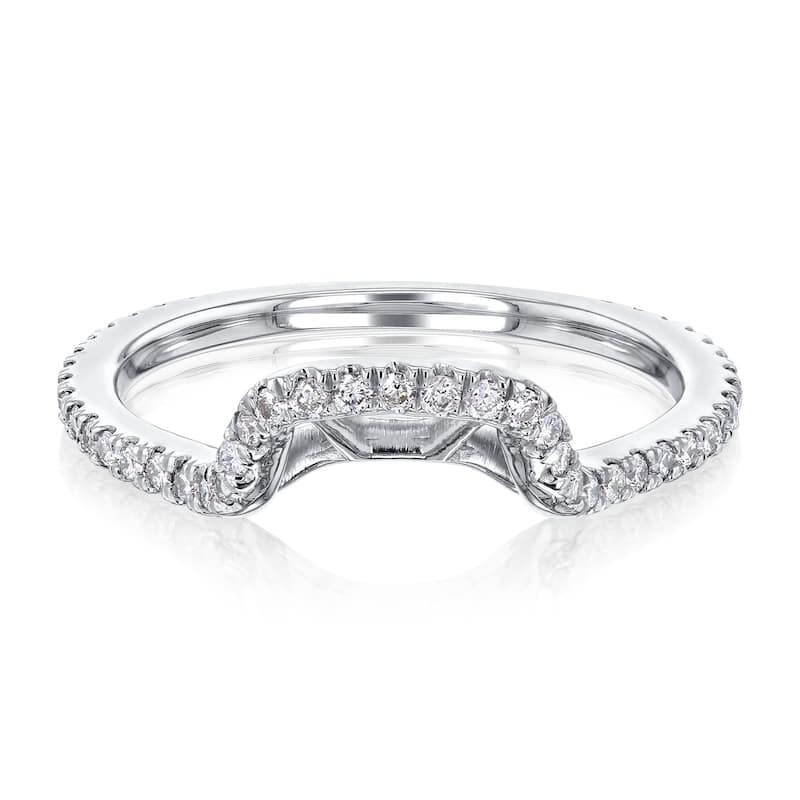 Annello by Kobelli 1/4ct TDW Diamond Curved Basket Shadow Wedding Band in 14k Gold ( Series) - 7 - White