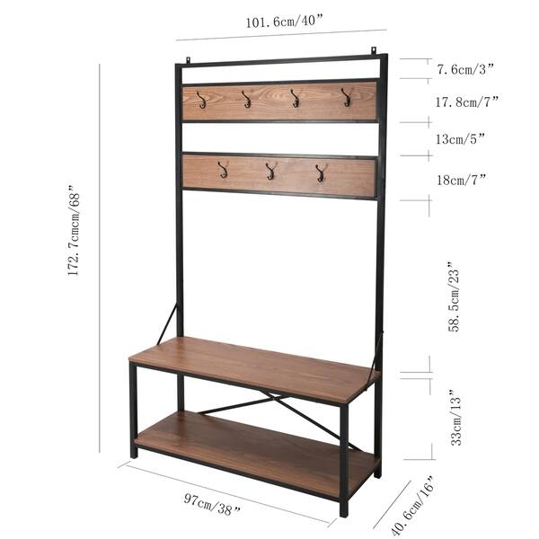 Shop Carbon Loft Mathieu Hall Tree With 2 Tier Shoe Storage Bench 40 X 15 X 68 On Sale Overstock 30537280