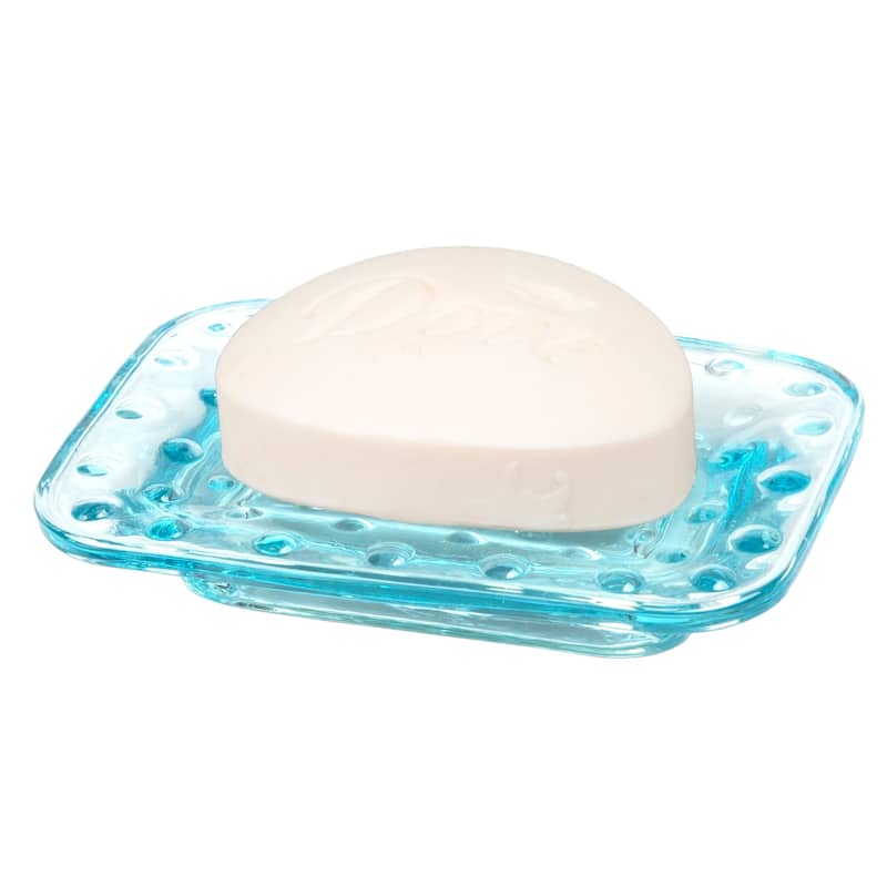 Creative Home Embossed Dot light blue Glass Soap Dish - N/A - N/A