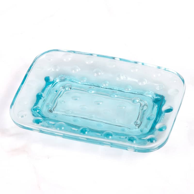 Creative Home Embossed Dot light blue Glass Soap Dish - N/A - N/A