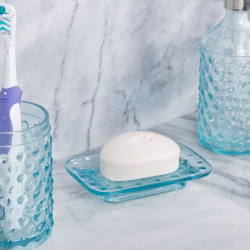 Creative Home Embossed Dot light blue Glass Soap Dish - N/A - N/A