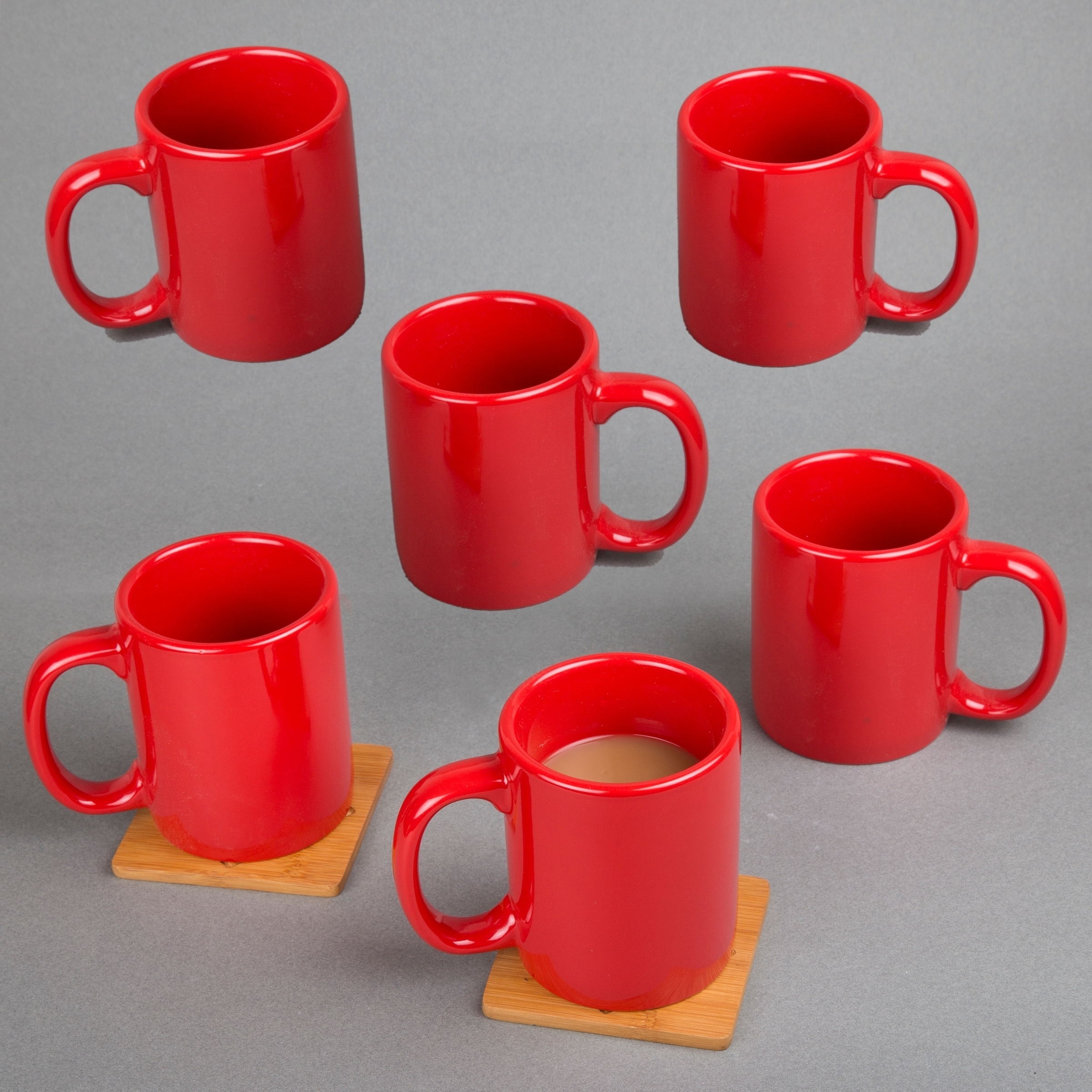 Cocoa Mug Tea Cup White /& Red Mugs Set of 6 Coffee Mug Set of 6 Mugs