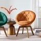 Art-Leon Modern Velvet Tufted Back Round Swivel Accent Chair - Thumbnail 5