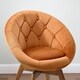 Art-Leon Modern Velvet Tufted Back Round Swivel Accent Chair - Thumbnail 6