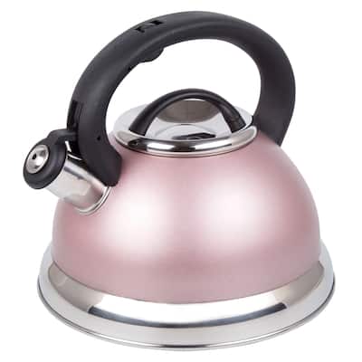 Creative Home Tea Kettle with Capsulated Bottom Rose Gold Alexa 3 Qt Stainless Steel Whistling