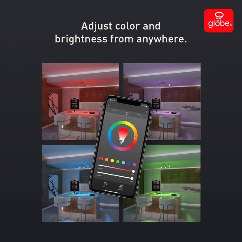 Wi-Fi Smart 4-Light Color Changing LED Integrated Track Lighting Kit