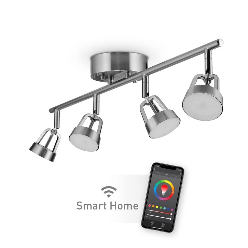 Wi-Fi Smart 4-Light Color Changing LED Integrated Track Lighting Kit