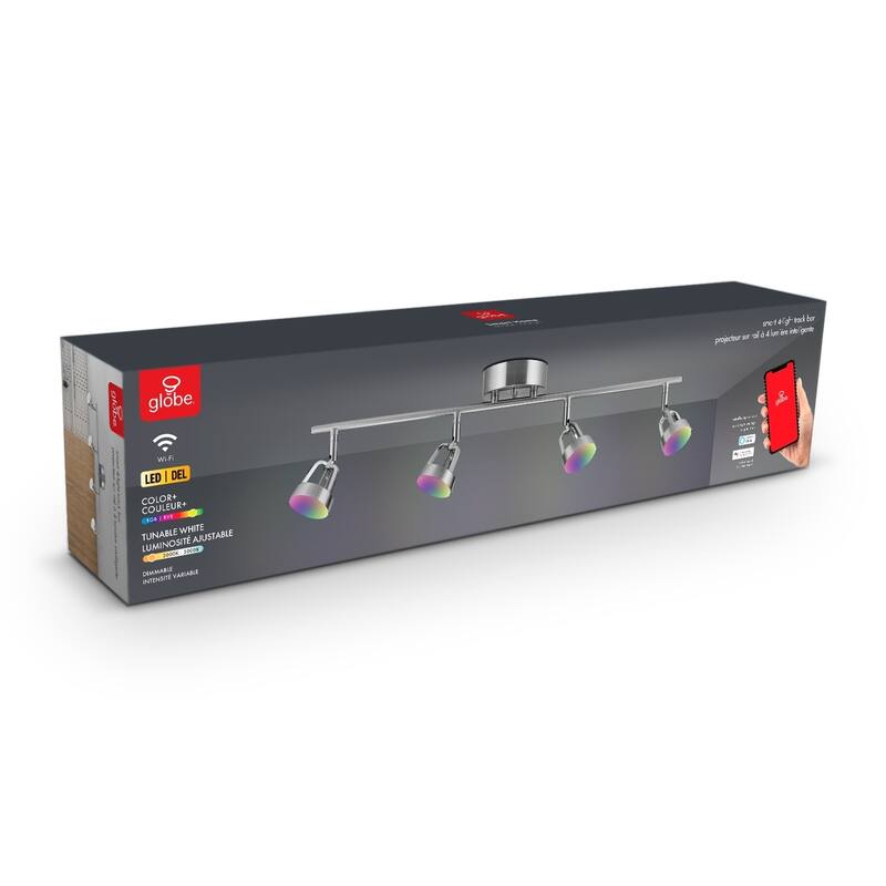 Wi-Fi Smart 4-Light Color Changing LED Integrated Track Lighting Kit