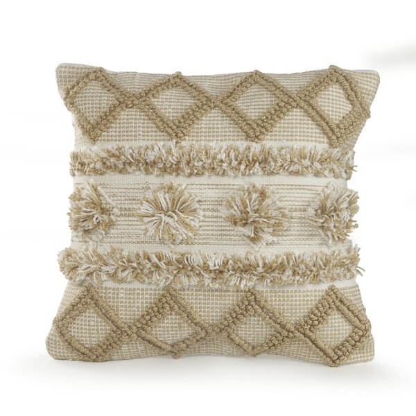 Neutral Soft Pom Pom Geometric Throw Pillow