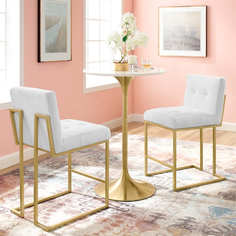 Silver Orchid Watson Upholstered Fabric Counter Stool (Set of 2) - N/A - White