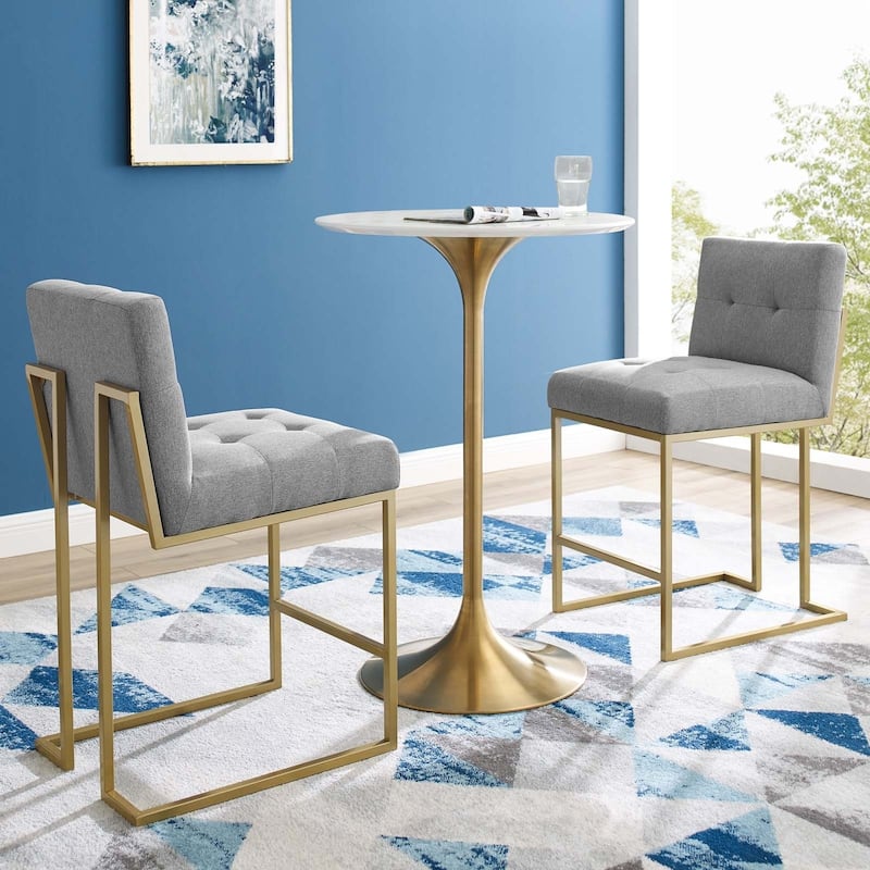 Silver Orchid Watson Upholstered Fabric Counter Stool (Set of 2) - N/A - Light Gray