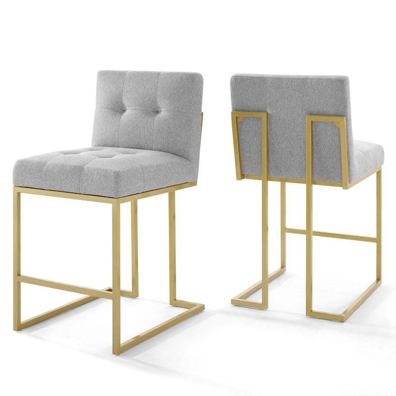 Silver Orchid Watson Upholstered Fabric Counter Stool (Set of 2) - N/A