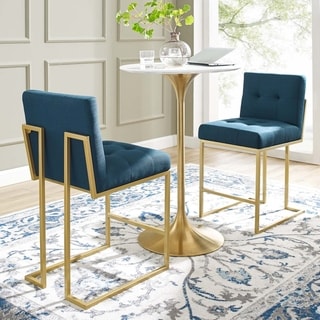 Silver Orchid Watson Upholstered Fabric Counter Stool (Set of 2) (Azure)