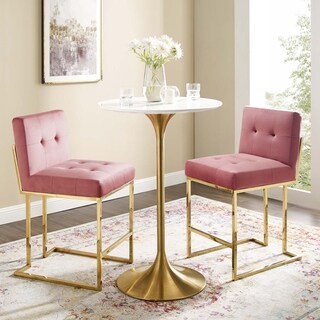 Modway Privy Gold Stainless Steel Performance Velvet Counter Stool Set of 2 (Dusty Rose)