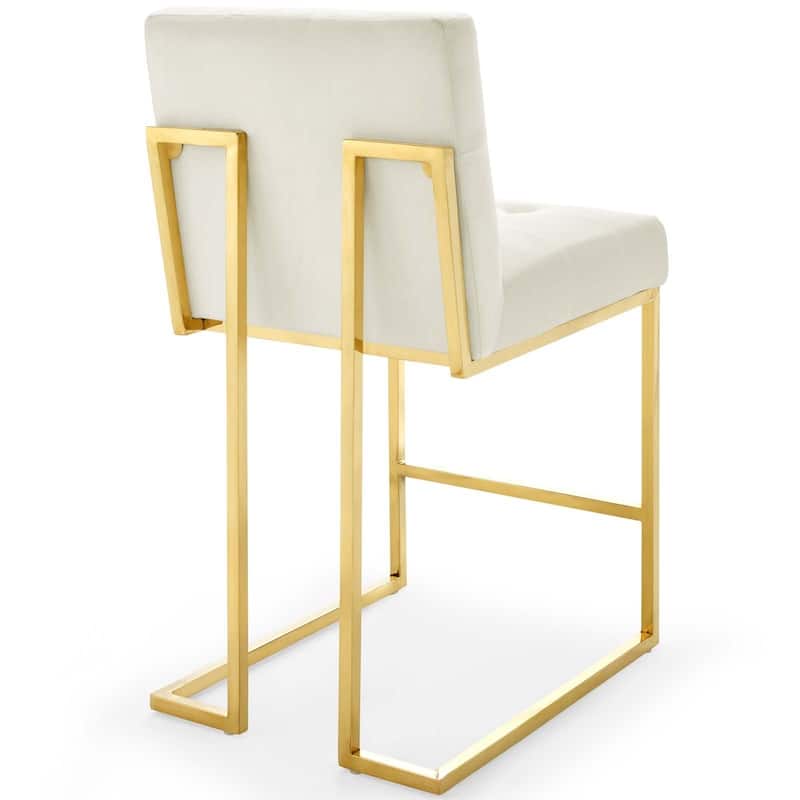 Privy Gold Stainless Steel Performance Velvet Counter Stool Set of 2 - N/A
