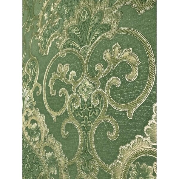 Paper Wallpaper Double Roll Olive Brown Green Textured Victorian Vintage Damask