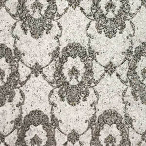 Shop Wallpaper Vinyl Textured Vintage Style Gray Silver Victorian