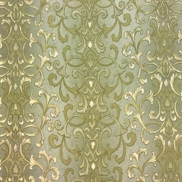 Shop Wallpaper Textured Victorian Damask Green Gold Striped Wall Coverings Rolls 3d Overstock
