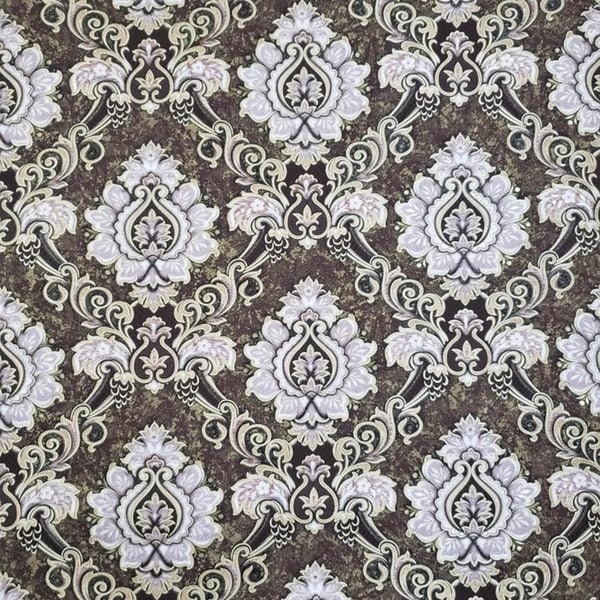 Vintage style paper wallpaper Diamond damask gray beige gold metallic textured