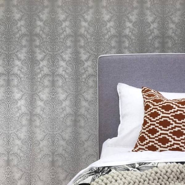 Shop Wallpaper White Gray Silver Metallic Wall Coverings Striped