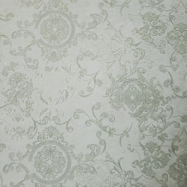 3D Victorian Damask Luxury Embossed Wallpaper Roll Silver & Grey Design