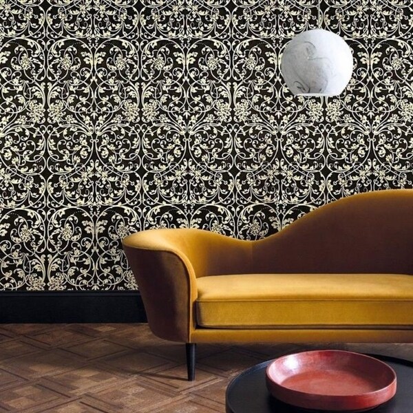 Victorian Wallpaper black Gold Metallic damask Textured wall coverings rolls 3D