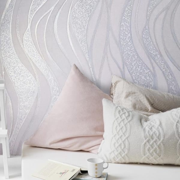 Shop Textured Wave Lines Pink Rose Gold Metallic Wallpaper