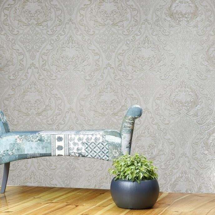 Shop Wallpaper Victorian Large Vintage Damask Beige Cream Tan