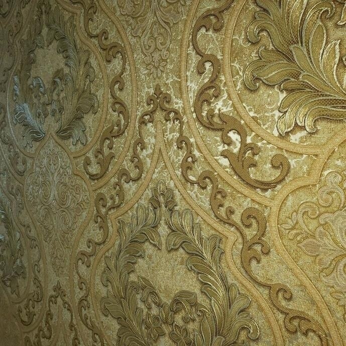 Shop Wallpaper Victorian Vintage Damask Orange Brass Gold Metallic