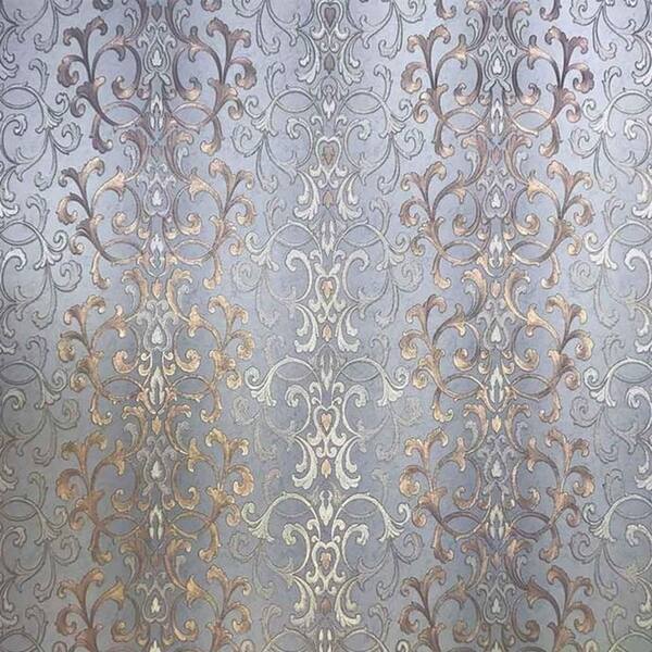 Wallpaper Textured Wallcoverings Modern Damask Gray Gold Bronze Metallic Roll 3d Overstock