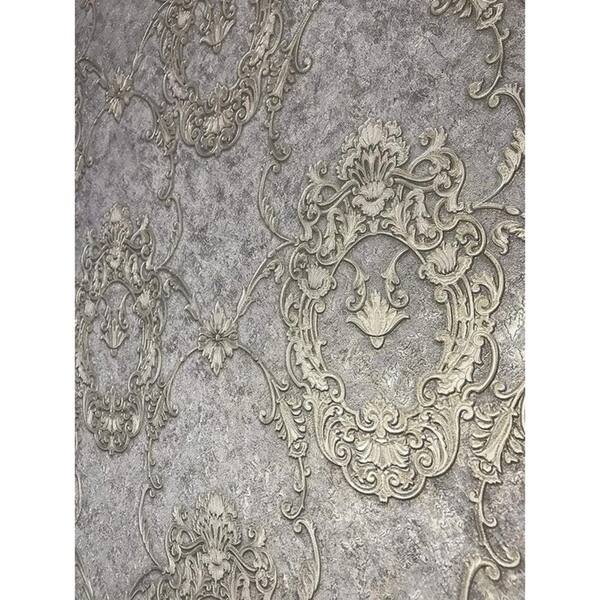 Wallpaper Rolls Wall Coverings Modern Oval Damask Silver Gray Gold Metallic 3d On Sale Overstock