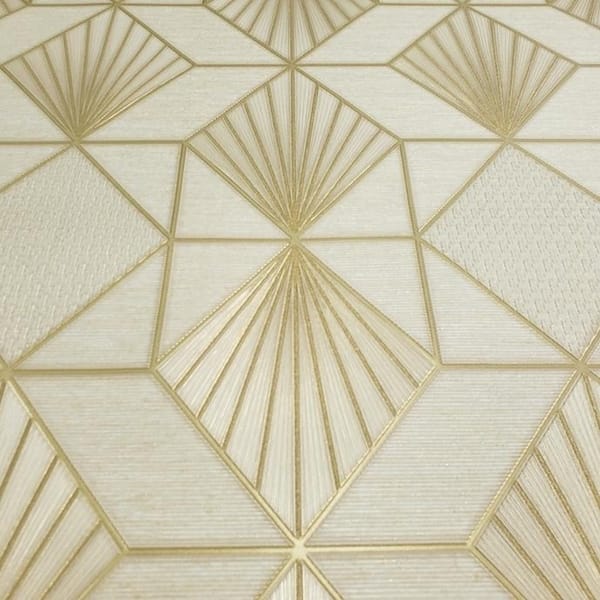 Modern Wallpaper Yellow Gold Metallic Textured Geometric Diamond Triangle Lines